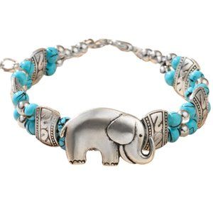 Turquoise/Silver Elephant Bracelet NWOT
